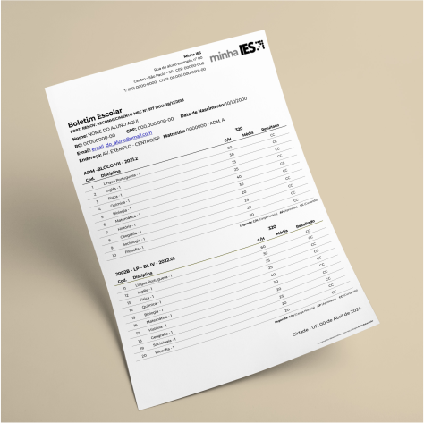 Boletim Escolar Modelo 2